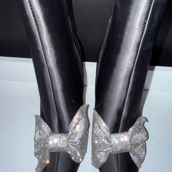 Alezesa Wang Ana Rhinestone Bow Boots | Size 8 - Picture 6 of 7